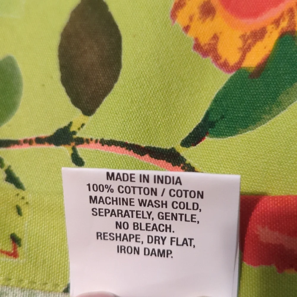 Crate and Barrel Louise Floral Green Multi Color 100% Cotton 5-PC Placemat Set